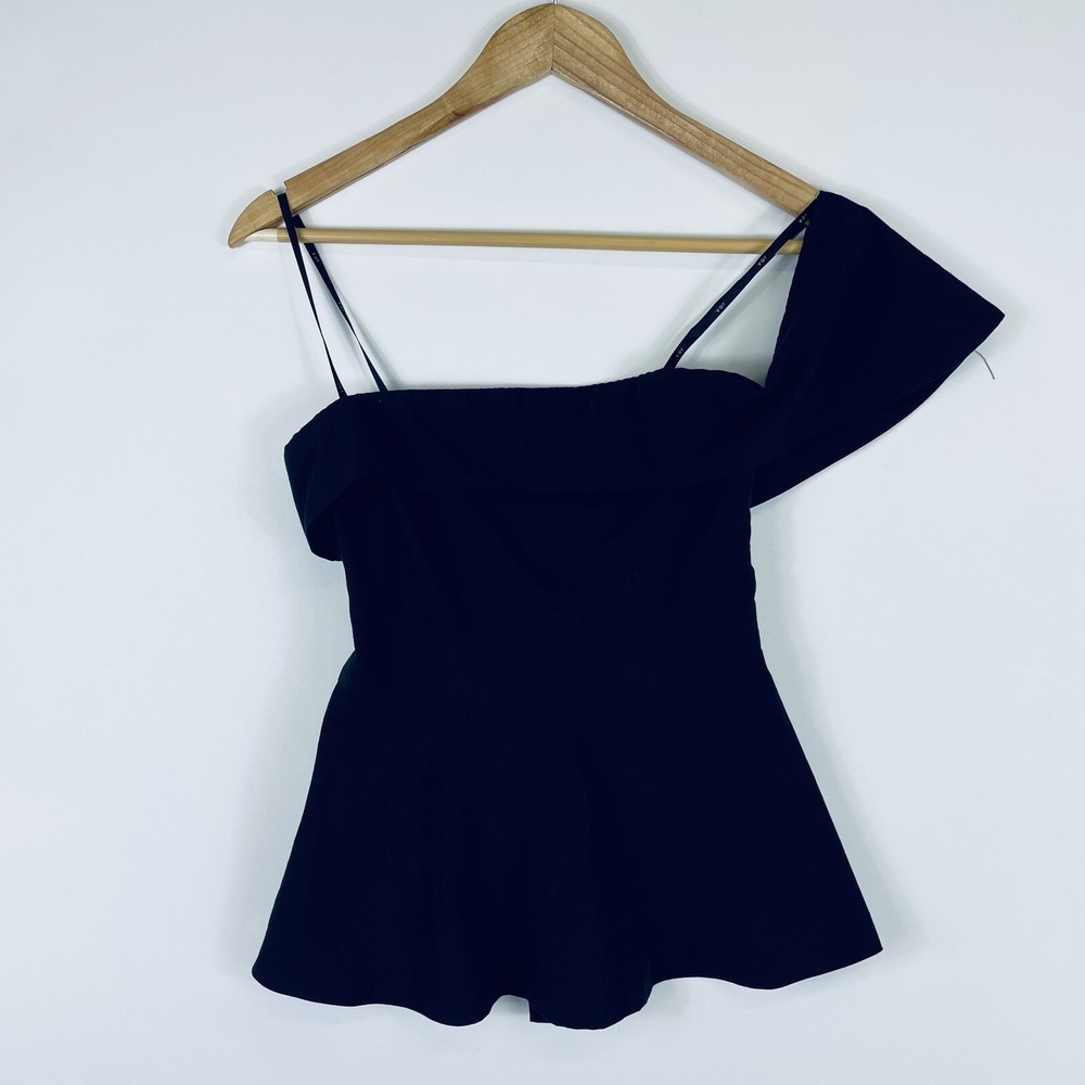 JOA Los Angeles Women XS Black Shirt Top Blouse Off Shoulder‎ Minimalist Chic